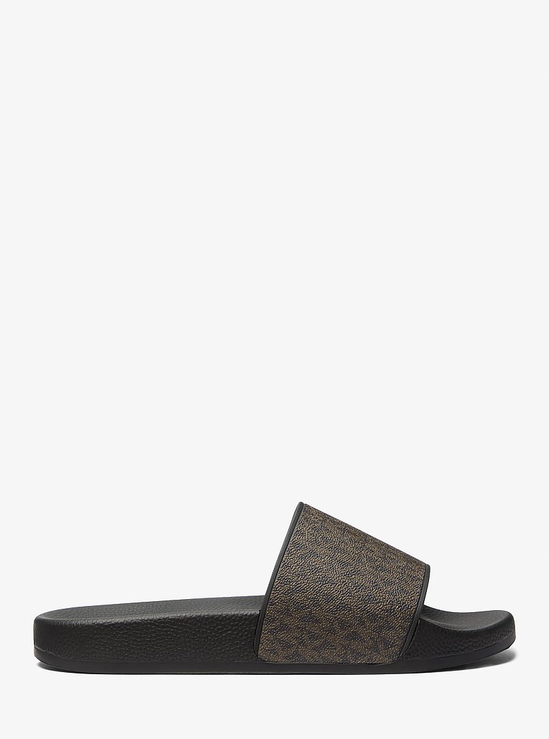 Dawson Signature Logo Slide Sandal in BROWN/BLK | Michael Kors