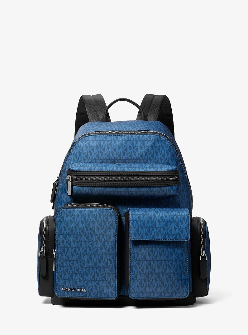 Zaino cargo Brooklyn medio con stampa logo in BLU FIUME | Michael Kors
