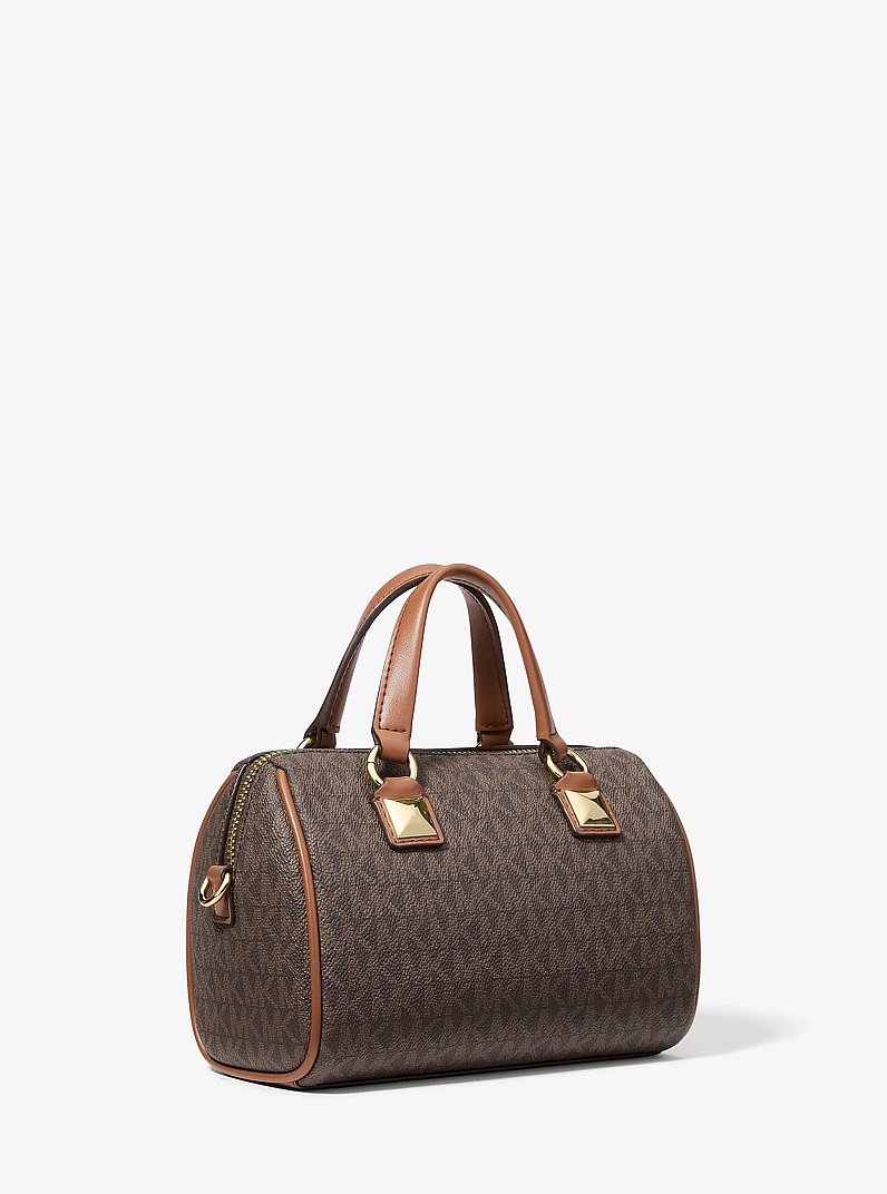 Grayson Small Signature Logo Duffel Crossbody Bag in BROWN | Michael Kors