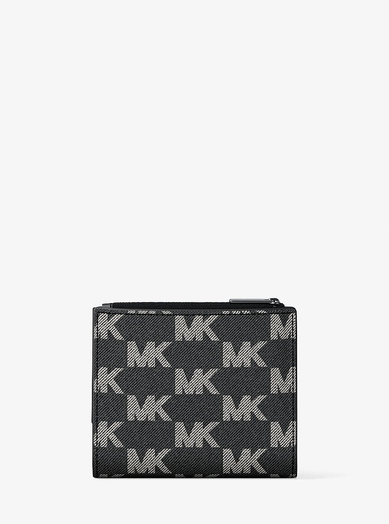 Cooper Medium Logo Jacquard Denim Zip Wallet in BLACK WASH | Michael Kors