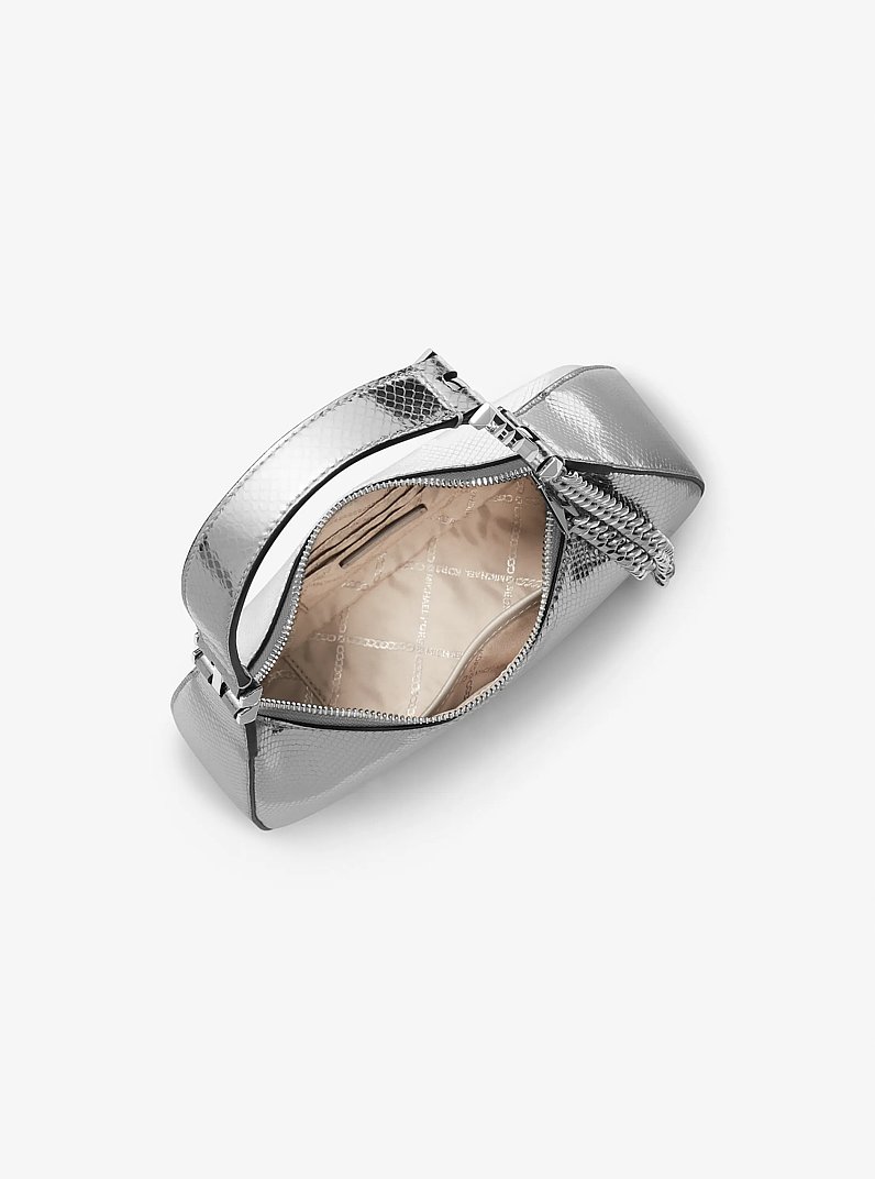 Piper Small Metallic Snake Embossed Leather Shoulder Bag