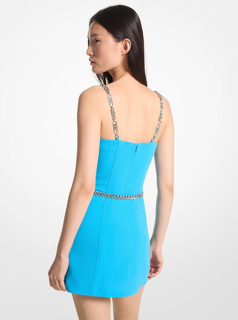Minikleid aus Stretch-Krepp mit G&uuml;rtel in MILOS-BLAU | Michael Kors