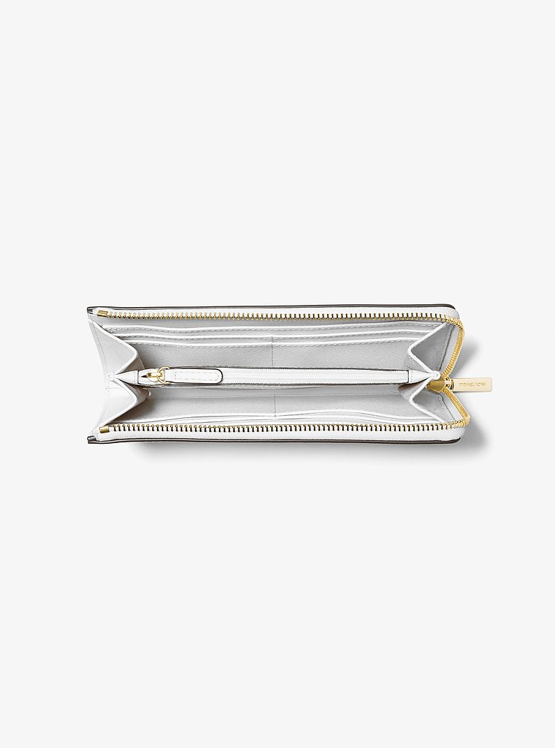 Jet Set Travel Large Saffiano Leather Quarter-Zip Wallet in OPTIC WHITE | Michael Kors