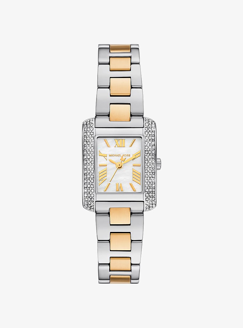 Petite Emery Pav&eacute; Two-Tone Watch in TWO TONE | Michael Kors
