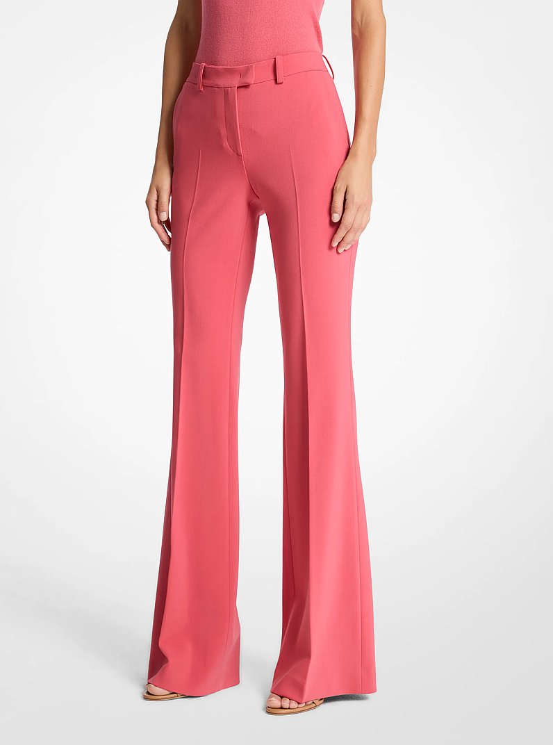Haylee Stretch Pebble Crepe Flared Trousers in ROSEWOOD | Michael Kors