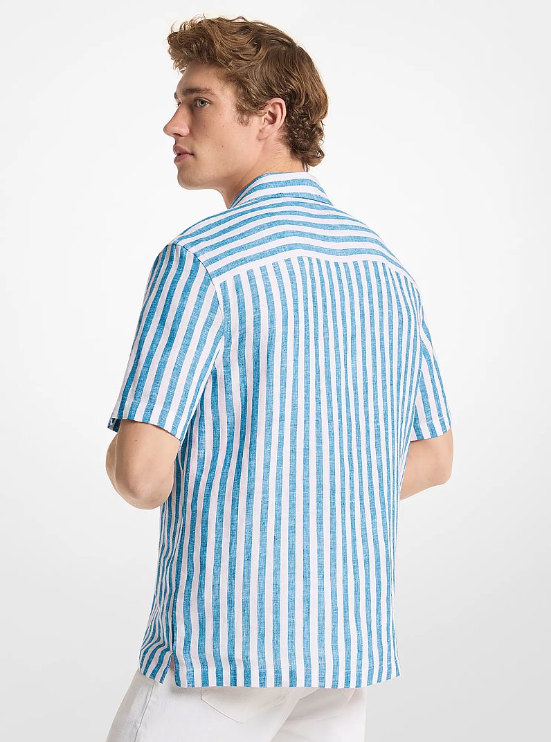 Gestreiftes Hemd aus Leinen in T&Uuml;RKIS | Michael Kors