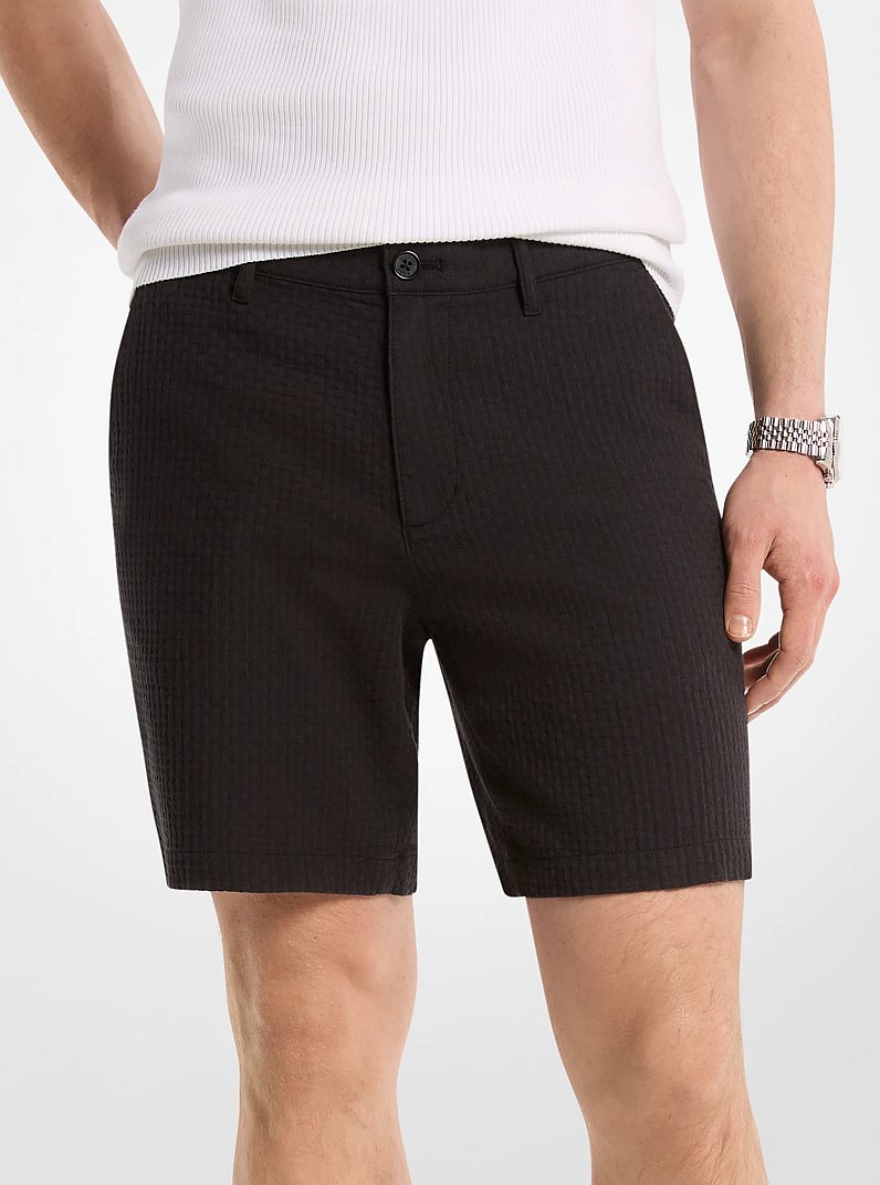 Pantal&oacute;n corto de algod&oacute;n de punto waffle in NEGRO | Michael Kors