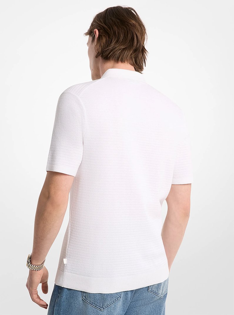 Polo in maglia di cotone con zip in BIANCO | Michael Kors