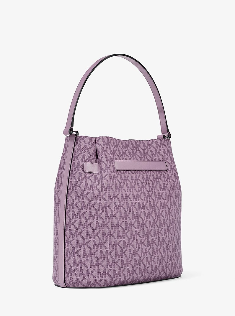 Carson Medium Signature Logo Convertible Bucket Crossbody Bag in LT QUARTZ | Michael Kors