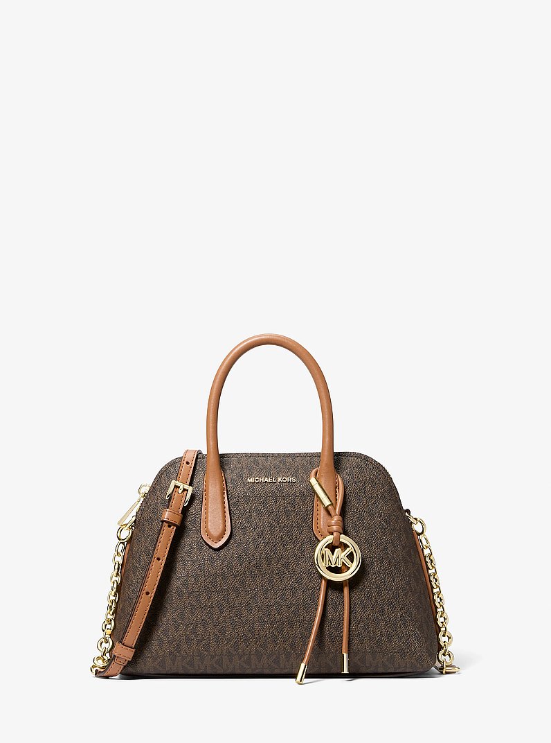 Henkeltasche Freddie Medium aus Signature-Logostoff in kuppelf&ouml;rmigem Design in BRN/EICHELBR | Michael Kors