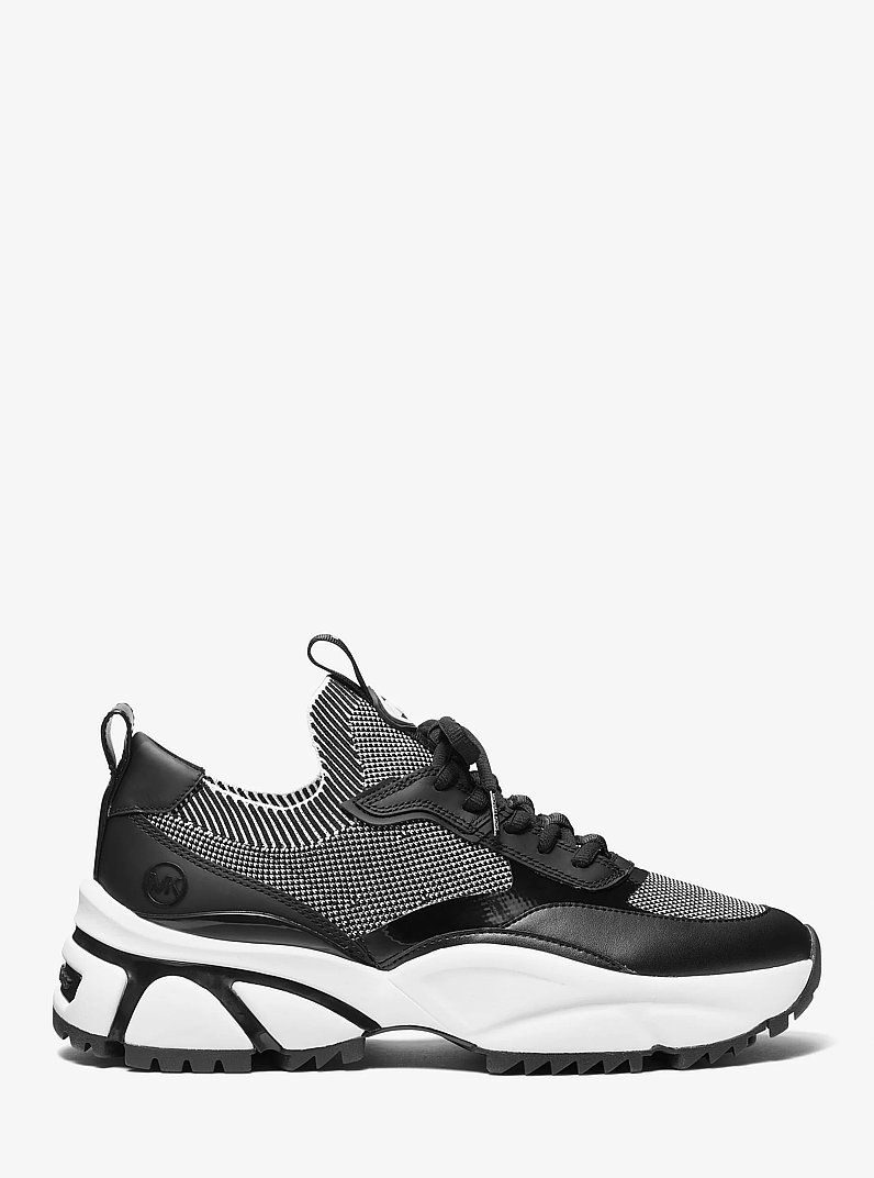 Darius Two-Tone Stretch Knit Trainer in BLACK/WHITE | Michael Kors