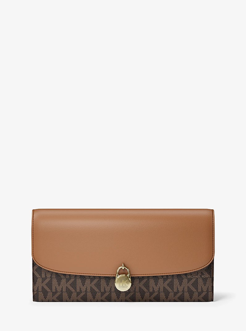 Hamilton Large Signature Logo Continental Wallet in BROWN | Michael Kors