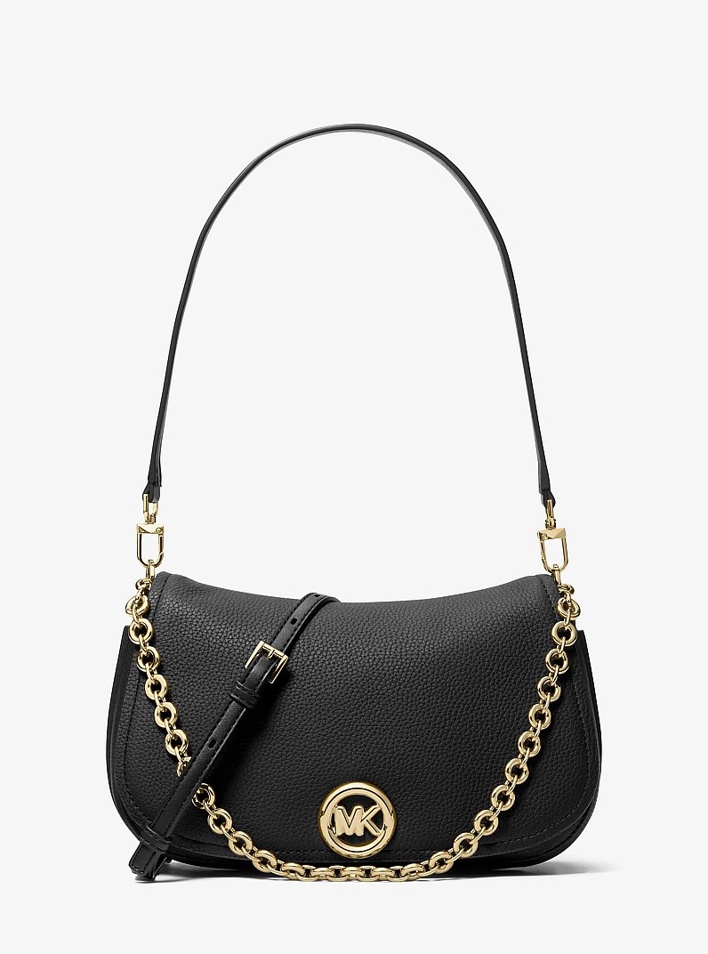Wandelbare Schultertasche Nolita Medium aus gekrispeltem Leder in SCHWARZ | Michael Kors