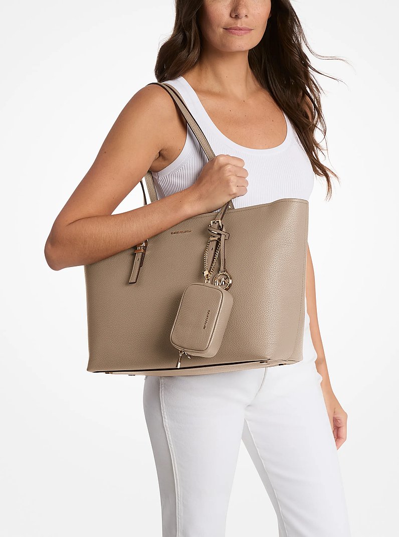 Quinn Large Pebbled Leather Tote Bag in BIRCH | Michael Kors