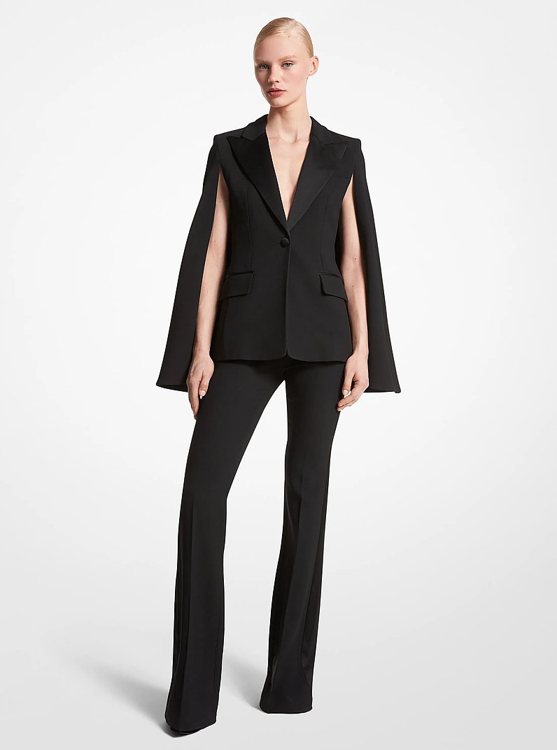 Chaqueta de esmoquin tipo capa de crep&eacute; sabl&eacute; doble in NEGRO | Michael Kors