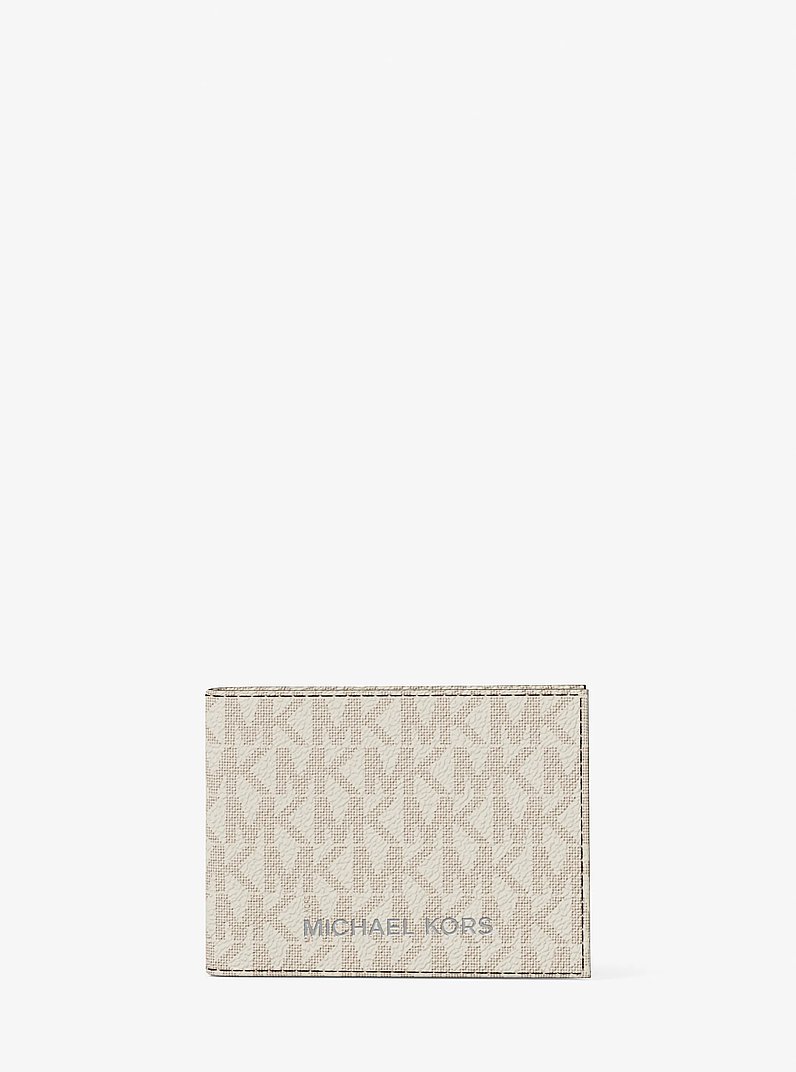 Cooper Striped Signature Logo Billfold Wallet With Passcase in VANILLA COMBO | Michael Kors