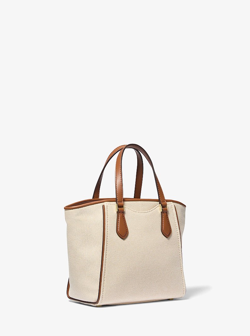 Taryn Small Canvas Convertible Crossbody Bag in LUGGAGE | Michael Kors