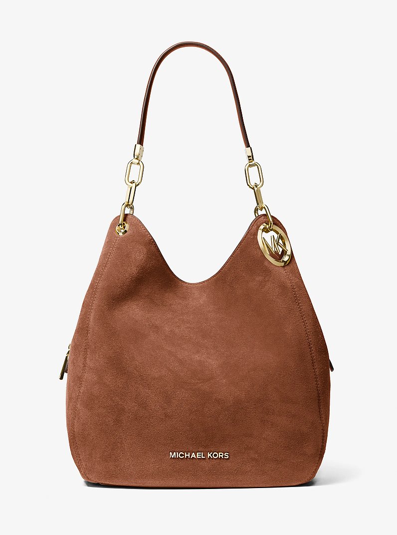 Lillie Large Suede Shoulder Bag in LUGGAGE | Michael Kors