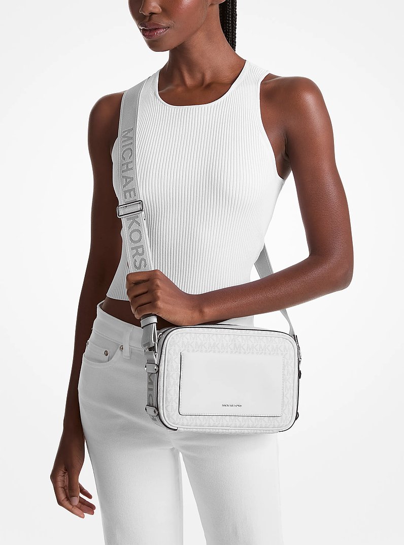 Maeve Large Signature Logo Crossbody Bag in OPT/ALLUM | Michael Kors