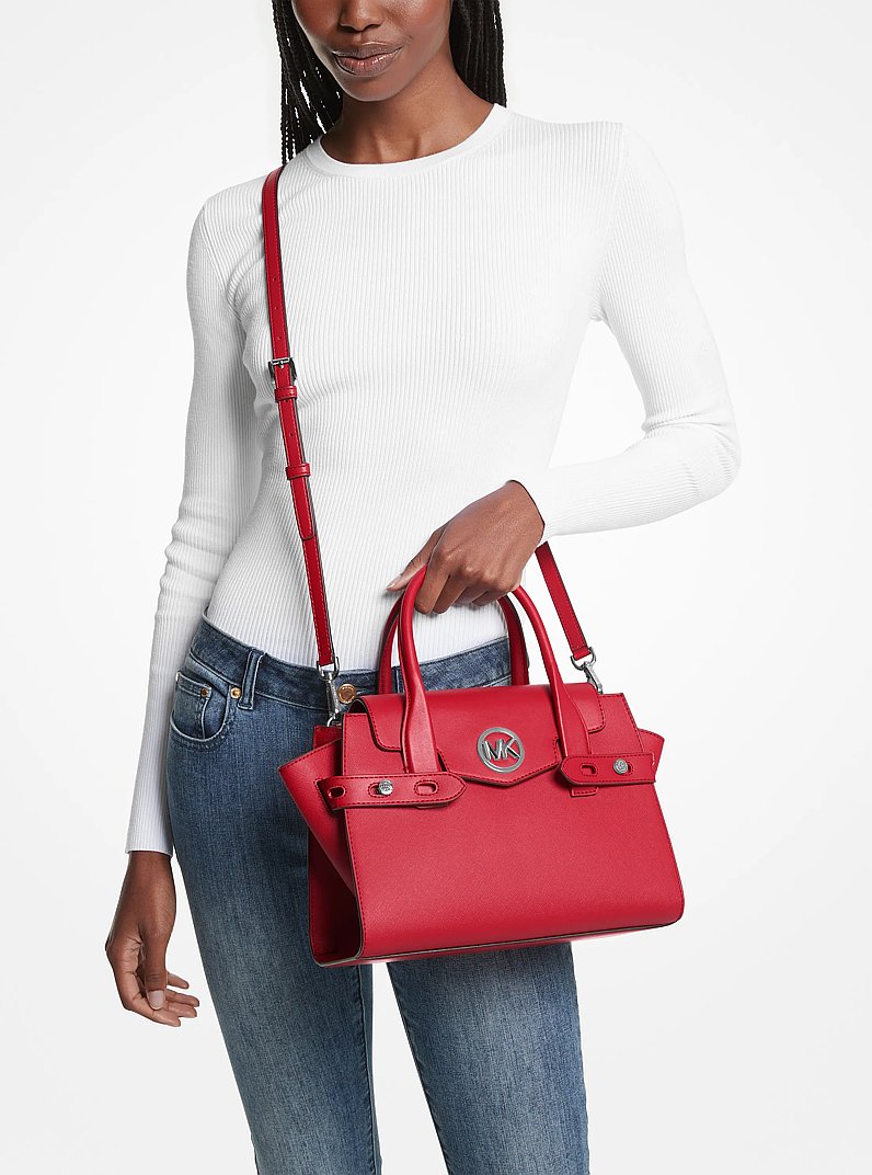 Carmen Medium Belted Satchel in BRIGHT RED | Michael Kors
