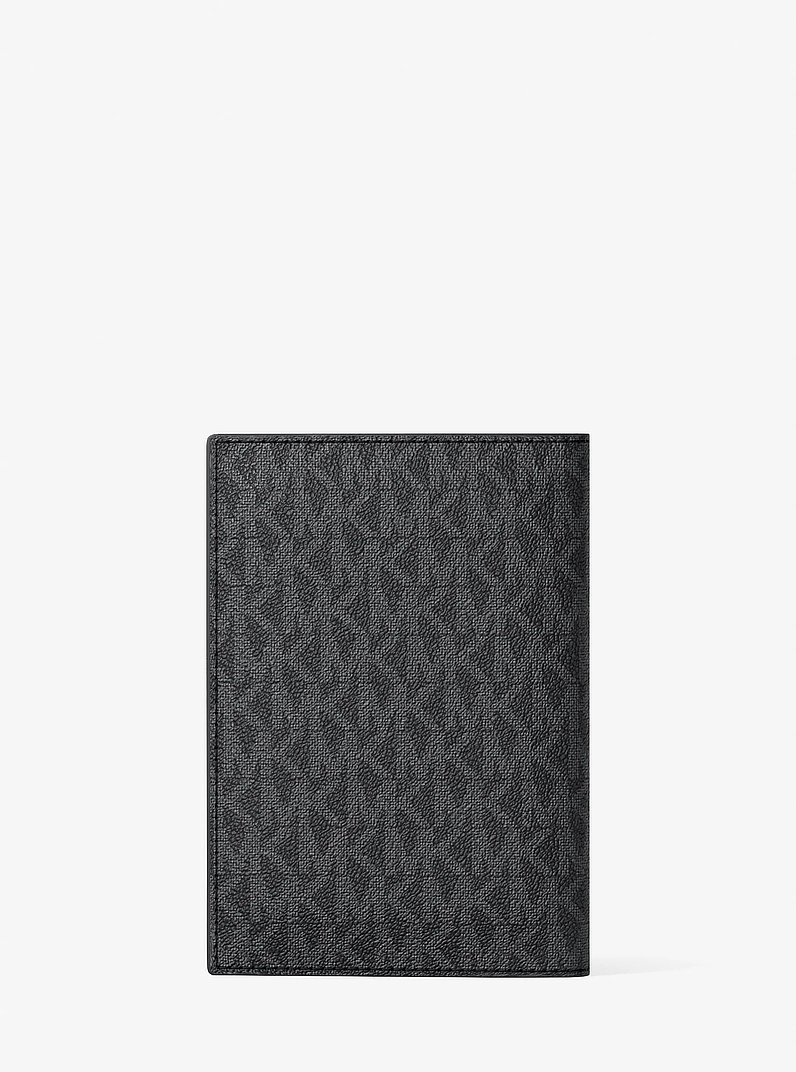 Cooper Stripe Signature Logo Passport Wallet in BLACK COMBO | Michael Kors