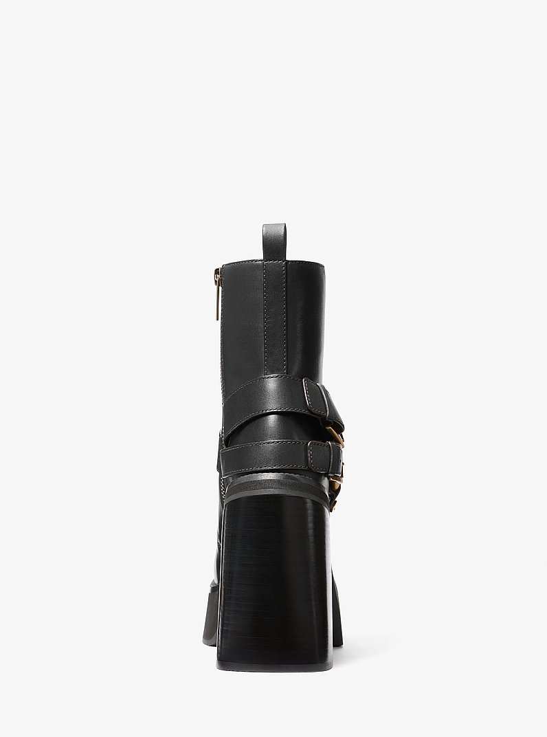 Crosby Leather Platform Moto Boot in BLACK | Michael Kors