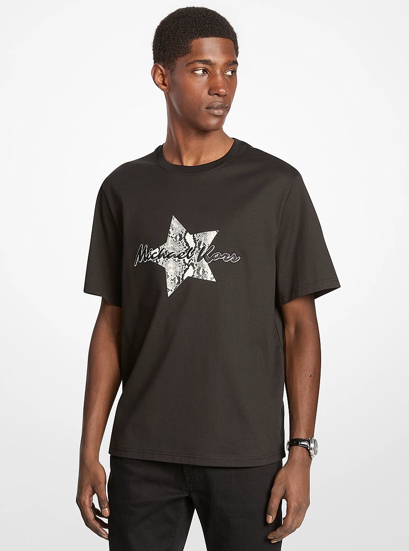 Graphic Cotton T-Shirt in BLACK | Michael Kors