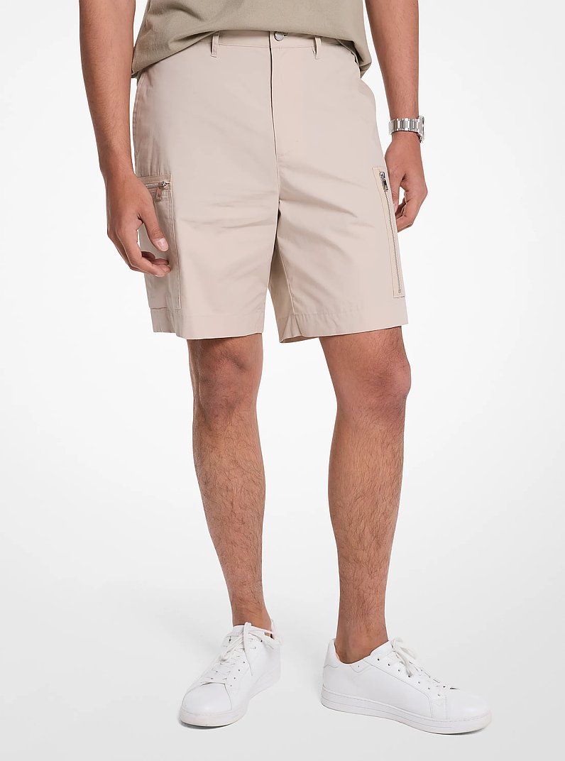 Cotton Poplin Zip Cargo Shorts in DUNE | Michael Kors