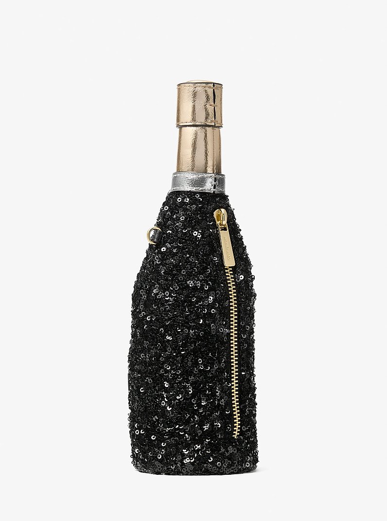 Sequined Champagne Small Crossbody Bag in BLACK | Michael Kors