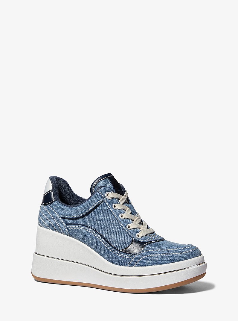 Emmy Denim Wedge Trainer in NEW HRZN WSH | Michael Kors