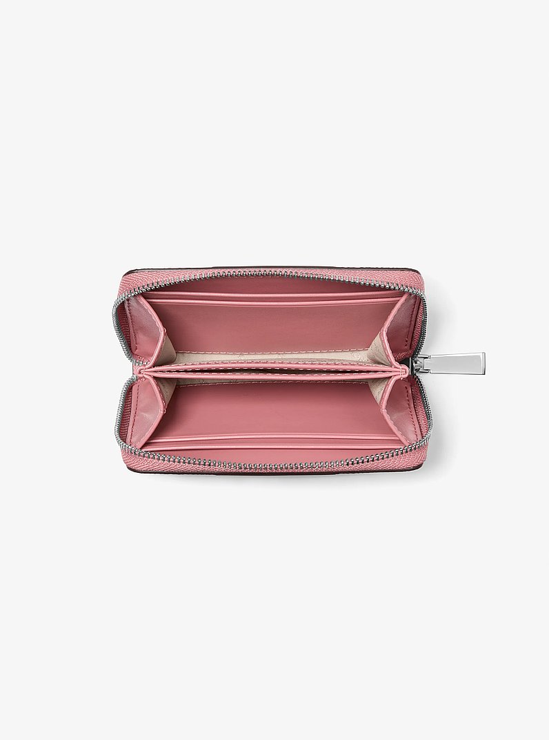 Petit porte-cartes &agrave; rayures Jet Set &agrave; logo Signature in ROSE | Michael Kors