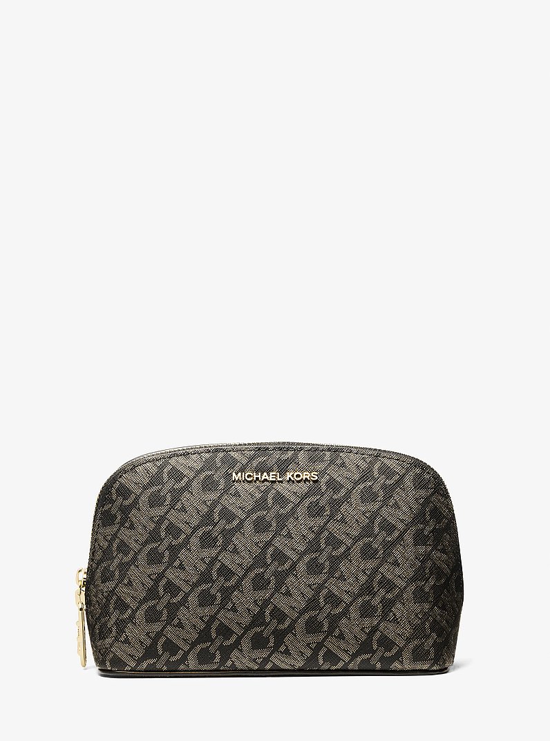 Petite pochette de voyage m&eacute;tallis&eacute;e &agrave; logo Empire Signature in NOIR/DOR&Eacute; P&Acirc;LE | Michael Kors