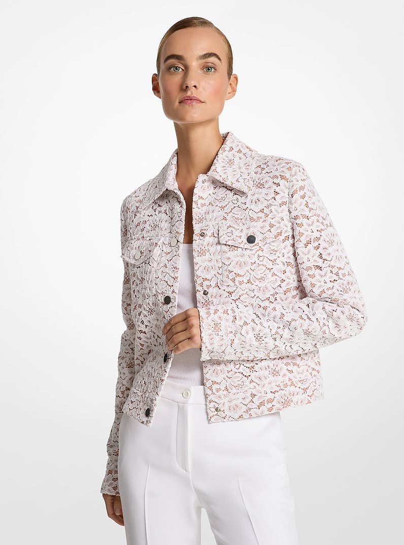 Corded Floral Lace Jacket in OPTIC WHITE | Michael Kors