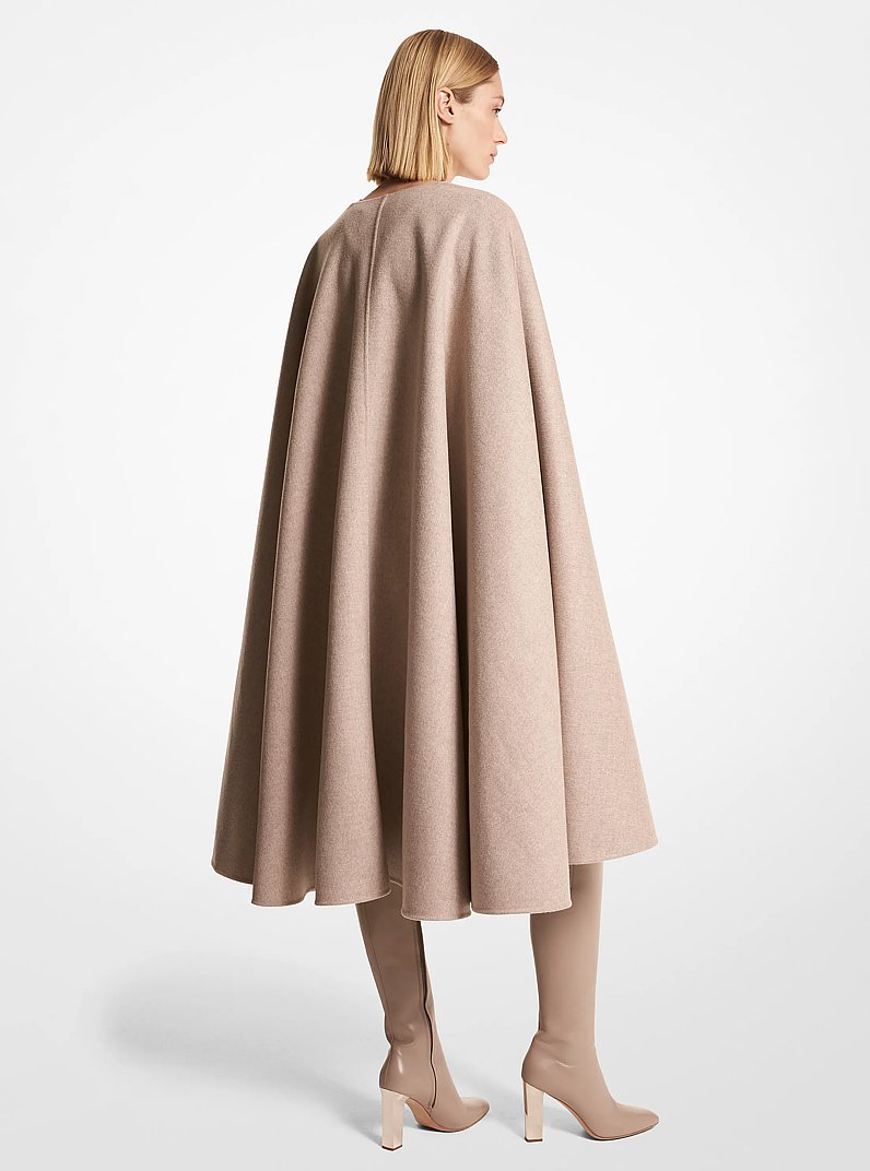 Double Faced Wool Melton Cape in TAUPE MELANGE | Michael Kors