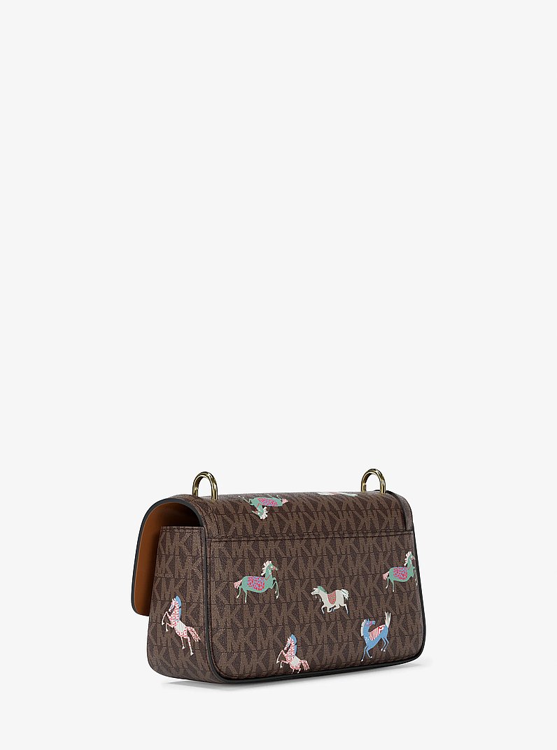 Tribeca Small Signature Logo Shoulder Bag in BRN/ACORN | Michael Kors