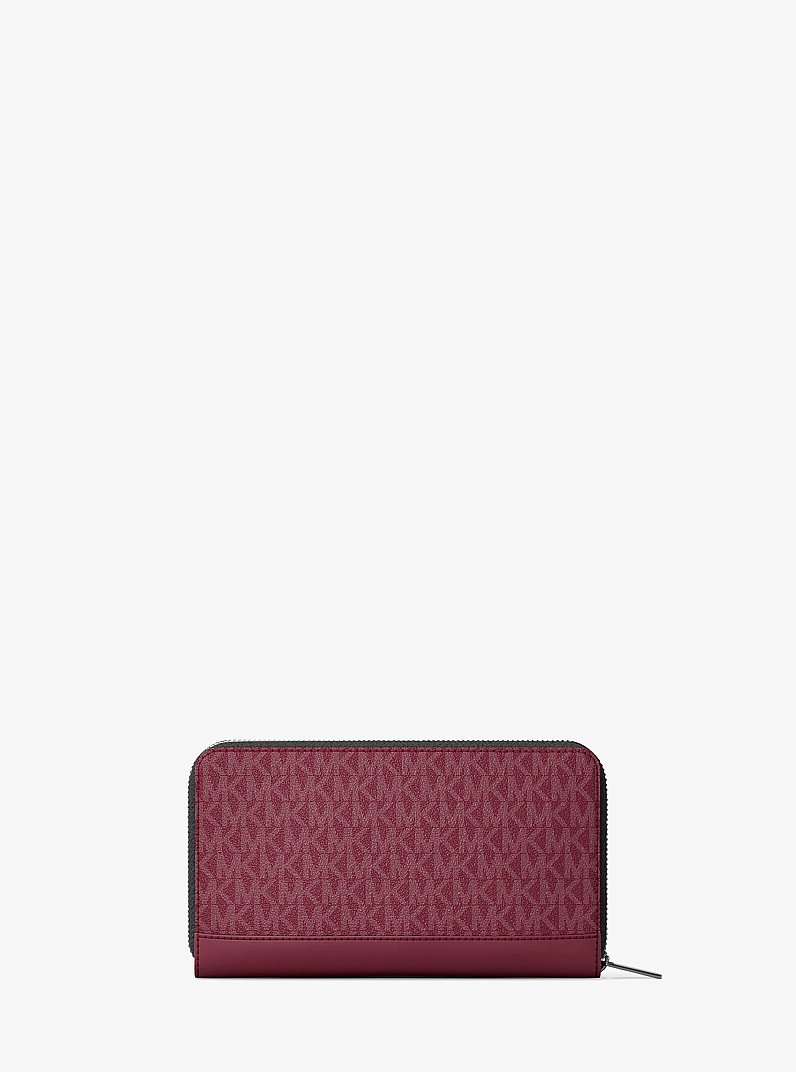 Cooper Signature Logo Continental Wallet in MAROON | Michael Kors