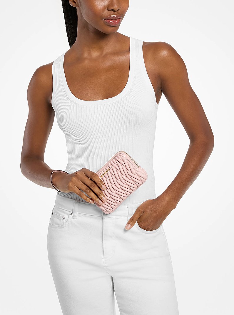 Bolso de pulsera Jet Set Travel peque&ntilde;o con matelass&eacute; in ROS&Aacute;CEO POLVORIENTO | Michael Kors