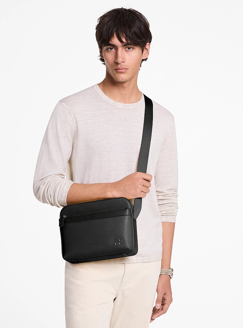 Cooper Saffiano Leather Utility Crossbody Bag in BLACK | Michael Kors