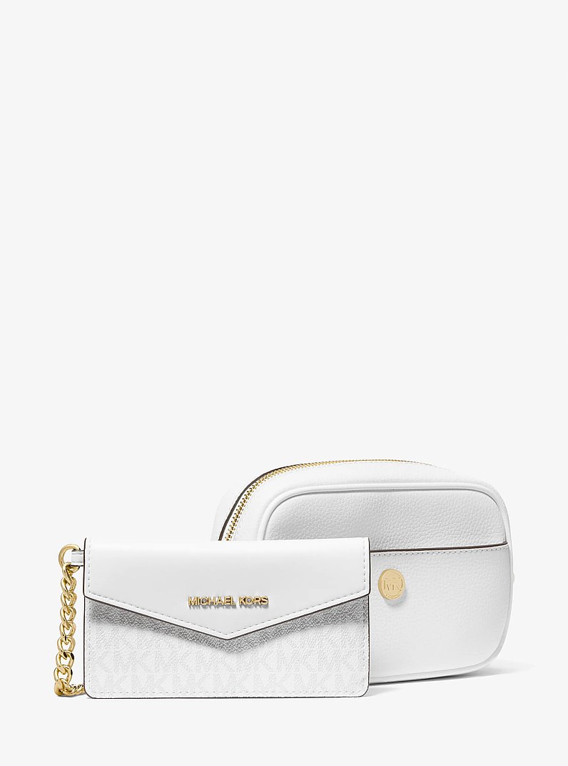 Maisie Small Pebbled Leather 2-in-1 Camera Bag in OPTIC WHITE | Michael Kors