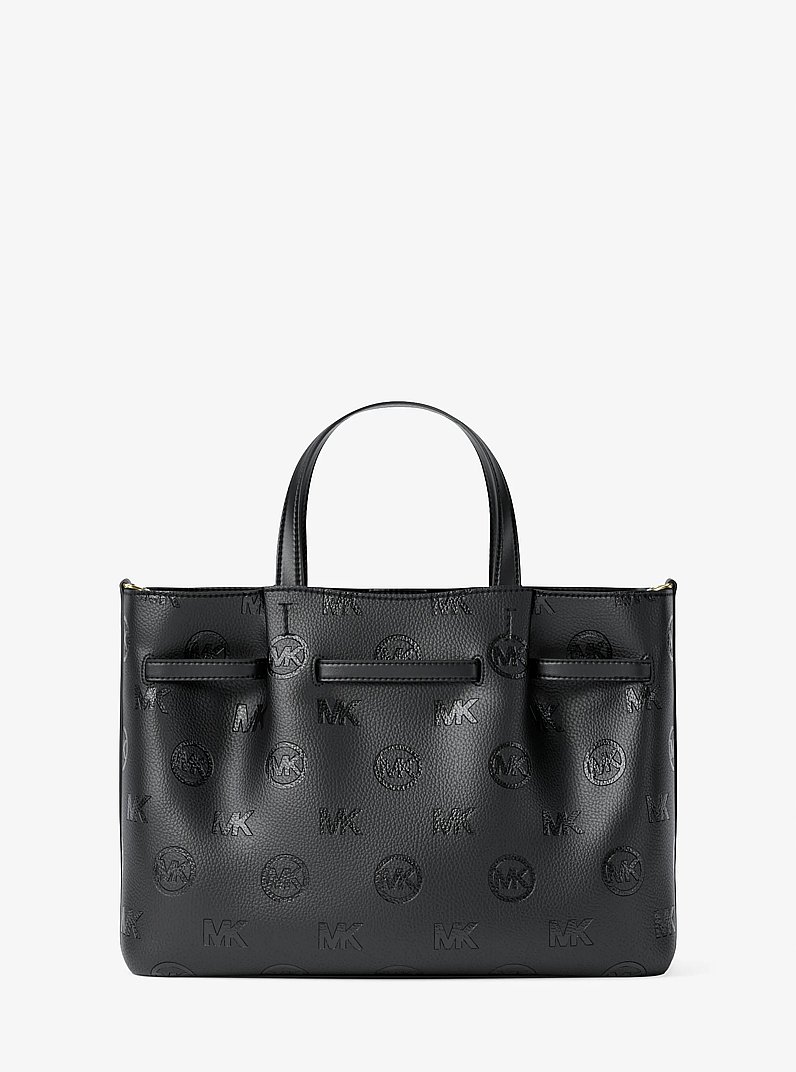 Carson Medium Logo Debossed Satchel in BLACK | Michael Kors