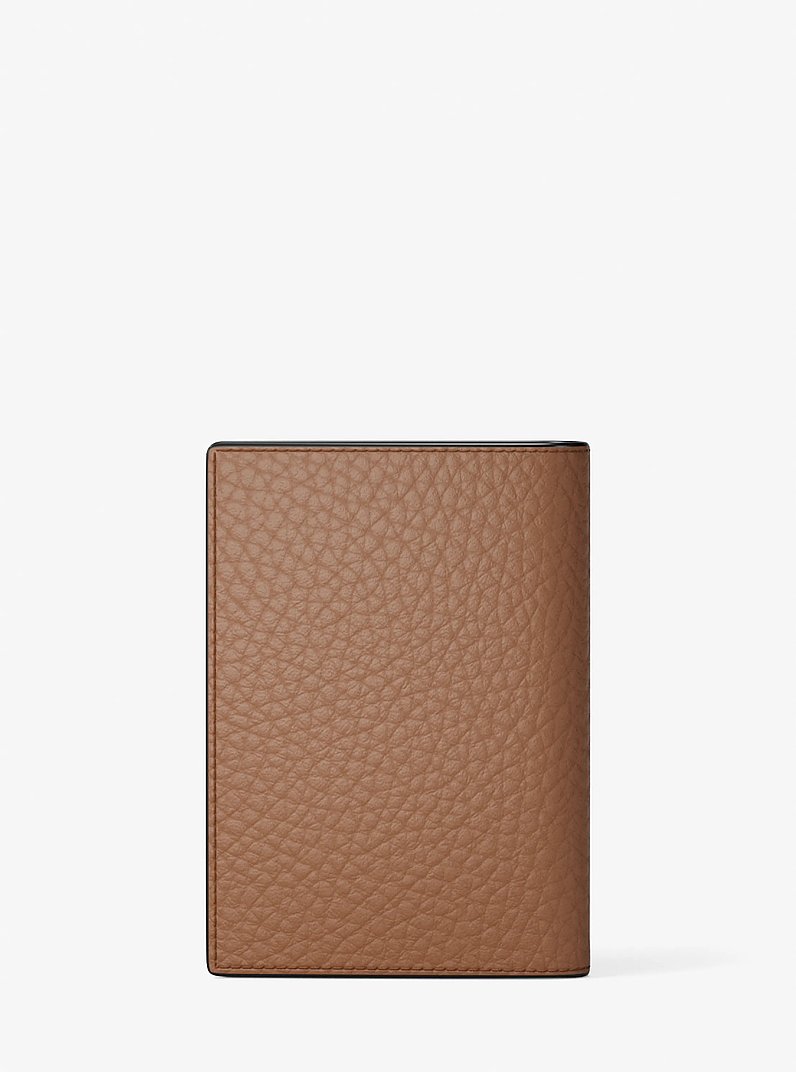 Hudson Pebbled Leather Folio Card Case in LUGGAGE | Michael Kors