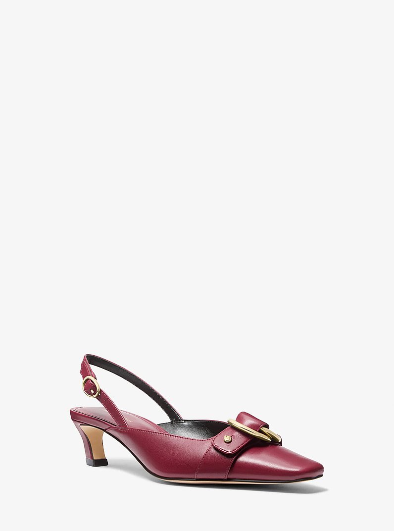 Jaden Leather Slingback Kitten Pump in MULBERRY | Michael Kors