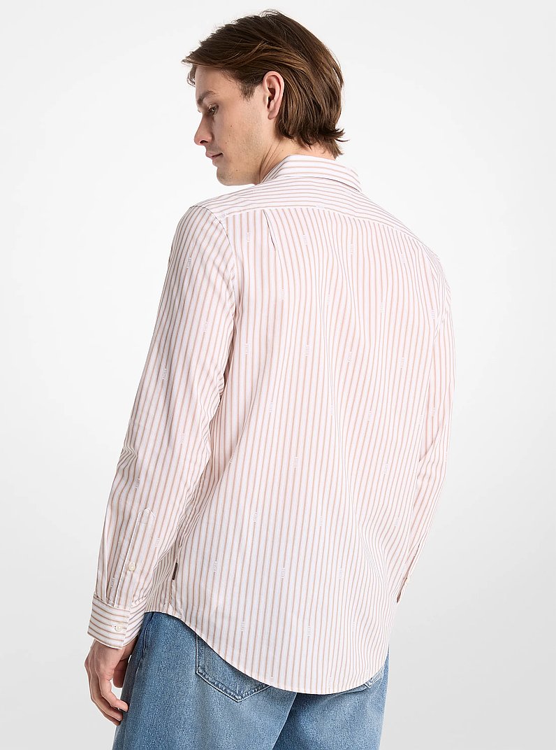 Striped Cotton Blend Shirt in LIGHT SAND | Michael Kors