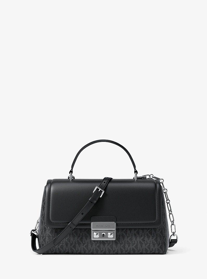 Borsa a mano Tribeca extra-small con stampa logo in NERO | Michael Kors