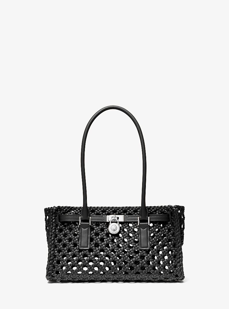 Hamilton Moderne Small Hand-Woven Satchel in BLACK | Michael Kors