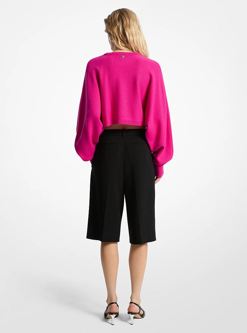 Crepe Pleated Bermuda Shorts in BLACK | Michael Kors