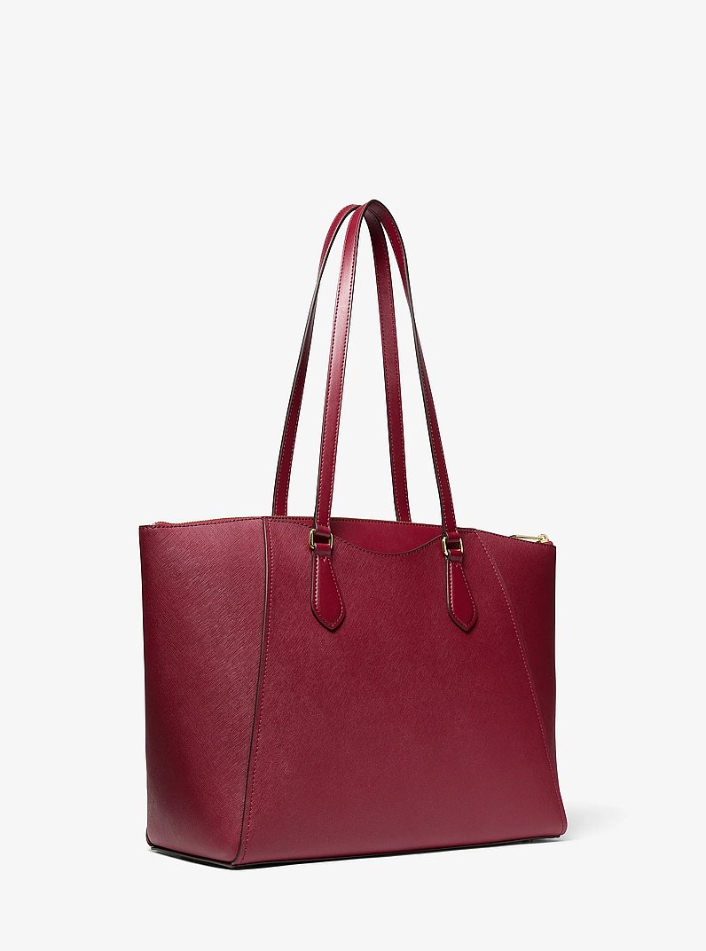 Lorita Large Saffiano Leather Tote Bag in DEEP RED | Michael Kors