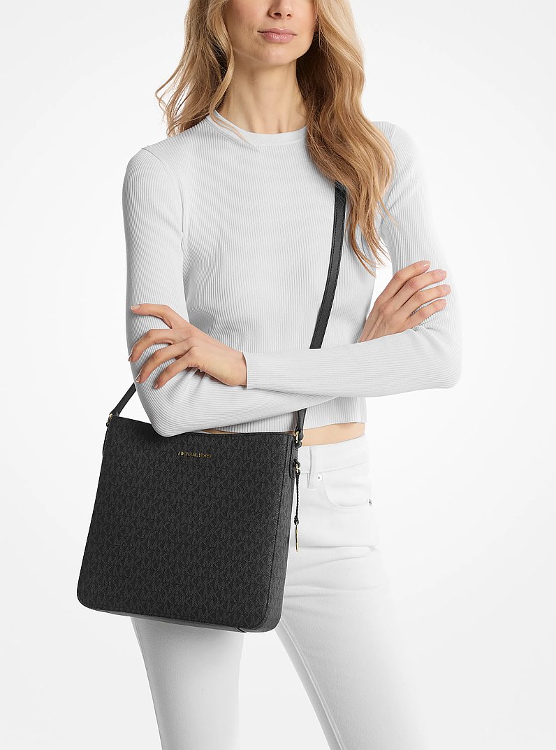Jet Set Travel Large Logo Messenger Bag in BLACK | Michael Kors