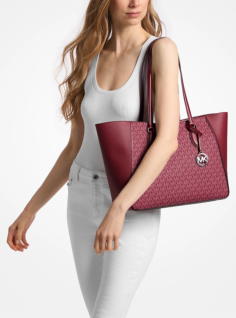 Jet Set Travel Large 3-in-1 Signature Logo Tote Bag in MAROON | Michael Kors