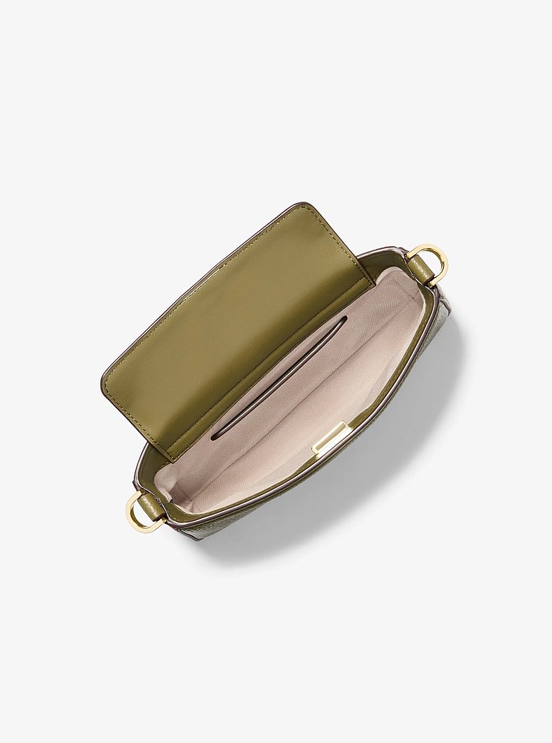 Bryant Small Pebbled Leather Convertible Pochette in SAFARI GREEN | Michael Kors